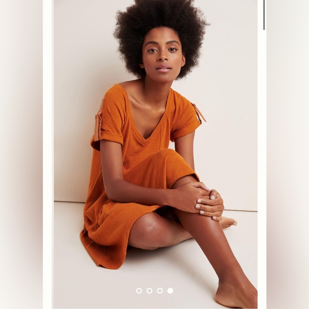 Anthropologie Saturday Sunday Kathie Flounced Mini Dress, Deep Copper, Size M